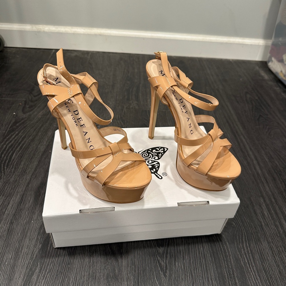 Nude Marc DeFang Athens Nude Heels Women’s Strappy Pageant Heels